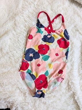 Mini Boden Girls Bright Stretchy Floral One Piece Swimsuit Size 3-4 Years